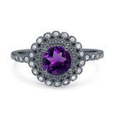 Floral Art Deco Round Natural Stone Ring