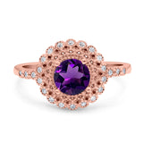 Floral Art Deco Round Natural Stone Ring