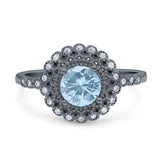 Floral Art Deco Round Natural Stone Ring