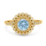 Floral Art Deco Round Natural Stone Ring