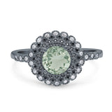 Floral Art Deco Round Natural Stone Ring