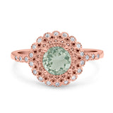 Floral Art Deco Round Natural Stone Ring