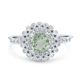 Floral Art Deco Round Natural Stone Ring