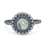 Floral Art Deco Round Natural Stone Ring