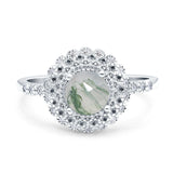 Floral Art Deco Round Natural Stone Ring