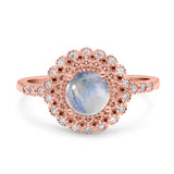 Floral Art Deco Round Natural Stone Ring