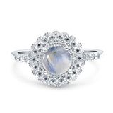 Floral Art Deco Round Natural Stone Ring