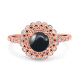 Floral Art Deco Round Natural Stone Ring