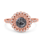 Floral Art Deco Round Natural Stone Ring