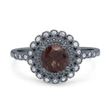 Floral Art Deco Round Natural Stone Ring