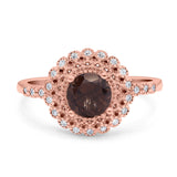 Floral Art Deco Round Natural Stone Ring