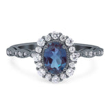 Oval Natural Stone Floral Halo Ring