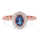 Oval Natural Stone Floral Halo Ring