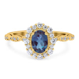 Oval Natural Stone Floral Halo Ring