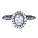 Oval Natural Stone Floral Halo Ring