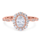 Oval Natural Stone Floral Halo Ring