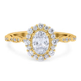 Oval Natural Stone Floral Halo Ring