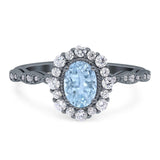 Oval Natural Stone Floral Halo Ring