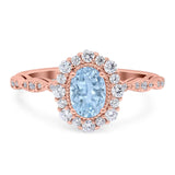 Oval Natural Stone Floral Halo Ring