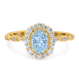Oval Natural Stone Floral Halo Ring