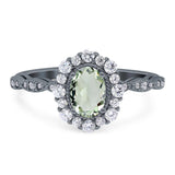 Oval Natural Stone Floral Halo Ring