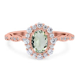 Oval Natural Stone Floral Halo Ring