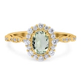 Oval Natural Stone Floral Halo Ring