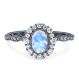 Oval Natural Stone Floral Halo Ring