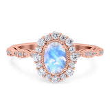 Oval Natural Stone Floral Halo Ring