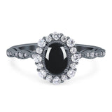 Oval Natural Stone Floral Halo Ring