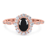 Oval Natural Stone Floral Halo Ring