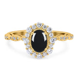 Oval Natural Stone Floral Halo Ring