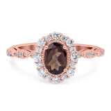 Oval Natural Stone Floral Halo Ring