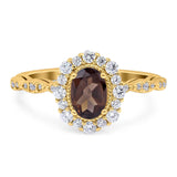 Oval Natural Stone Floral Halo Ring
