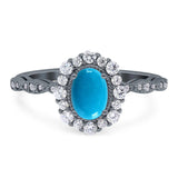 Oval Natural Stone Floral Halo Ring