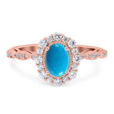Oval Natural Stone Floral Halo Ring