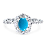 Oval Natural Stone Floral Halo Ring