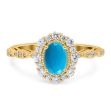 Oval Natural Stone Floral Halo Ring