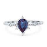 Pear Teardrop Lab Alexandrite Cluster Wedding Ring 925 Sterling Silver