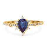 Pear Teardrop Natural Stone Cluster Ring