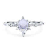 Pear Teardrop Natural Moonstone Cluster Wedding Ring 925 Sterling Silver