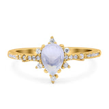 Pear Teardrop Natural Stone Cluster Ring