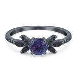 Art Deco Round Natural Stone Floral Ring