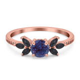 Art Deco Round Natural Stone Floral Ring