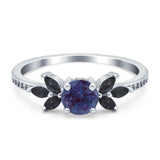 Art Deco Round Natural Stone Floral Ring