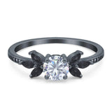 Art Deco Round Natural Stone Floral Ring