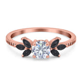 Art Deco Round Natural Stone Floral Ring