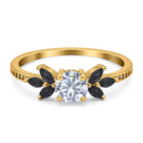 Art Deco Round Natural Stone Floral Ring