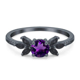 Art Deco Round Natural Stone Floral Ring