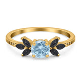 Art Deco Round Natural Stone Floral Ring